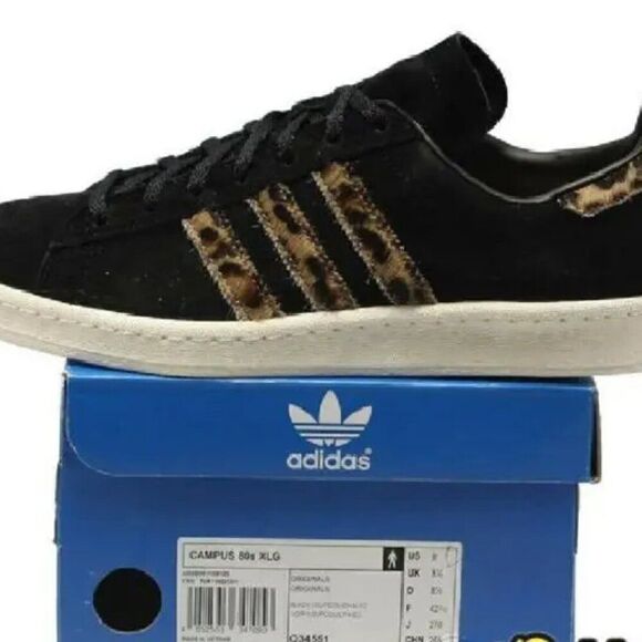 RARE Adidas Campus 80s XLG Black Suede Fur Q34551 Mens 9 US, Uk 8.5 42 2/3 EUR - Picture 4 of 7